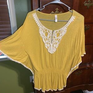 Yellow flowy cinched at waist